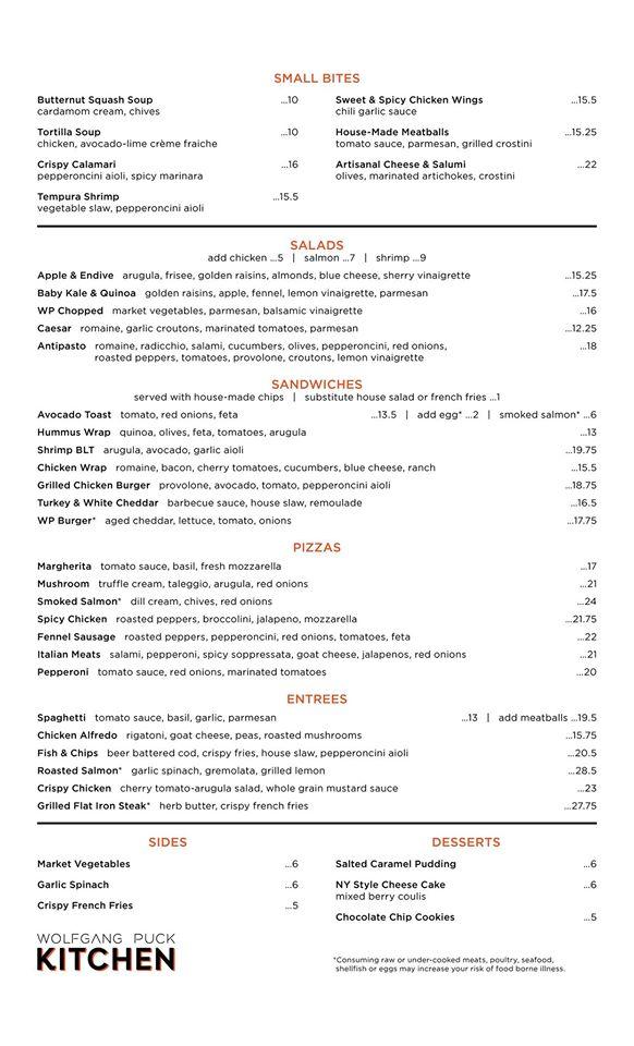 Menu at Wolfgang Puck Kitchen + Bar, Calgary, Airport Rd NE