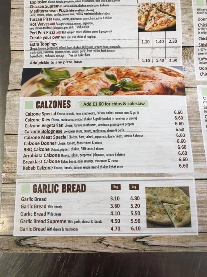 Menu at Pizza Parlour fast food, Immingham, 62 Pelham Rd