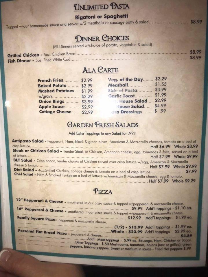 Menu at Jimmy's Diner Inc restaurant, Shinnston