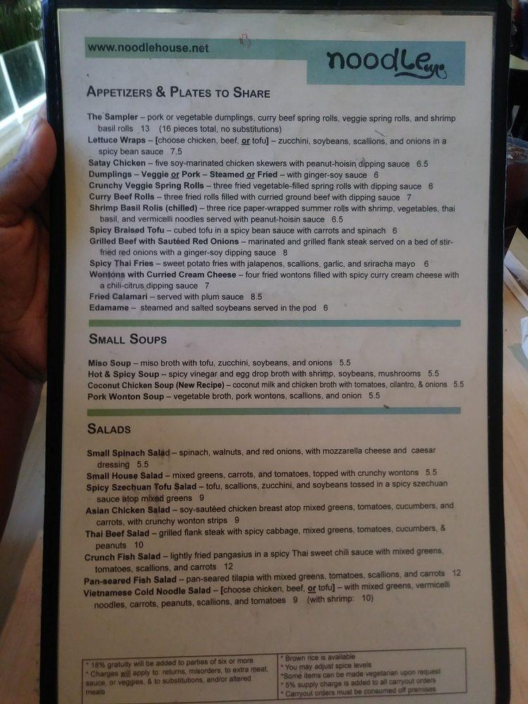 Menu at Noodle restaurant, College Park, Main St
