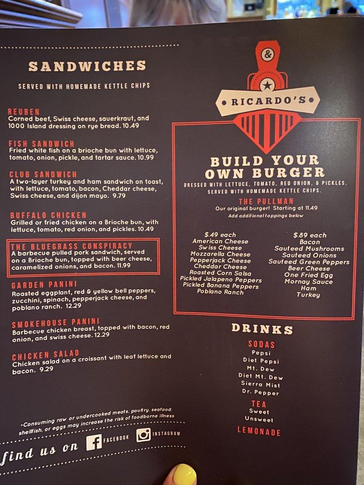 Menu at Ricardo's Grill & Pub, Versailles