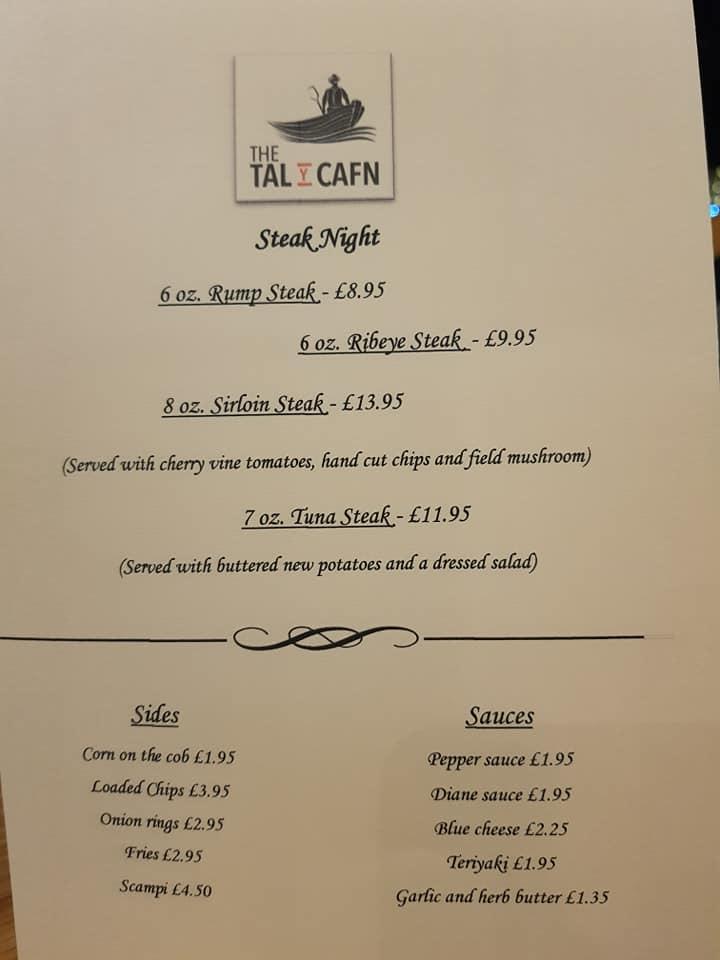 Menu at The Tal Y Cafn pub & bar, Tal-y-cafn