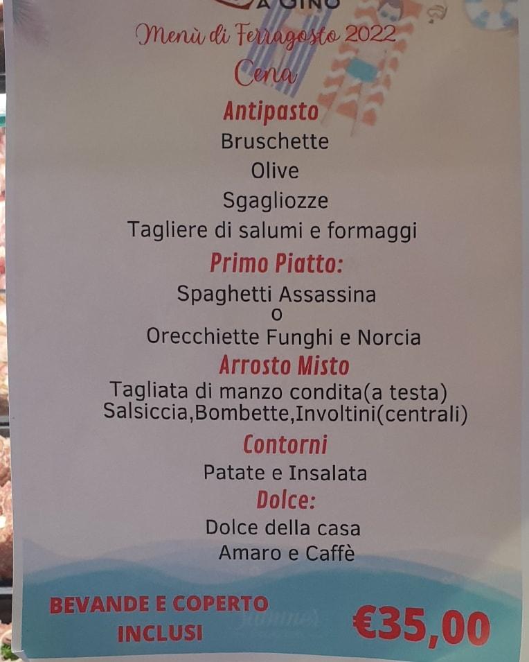 Menu At Braceria Da Gino Restaurant Bari