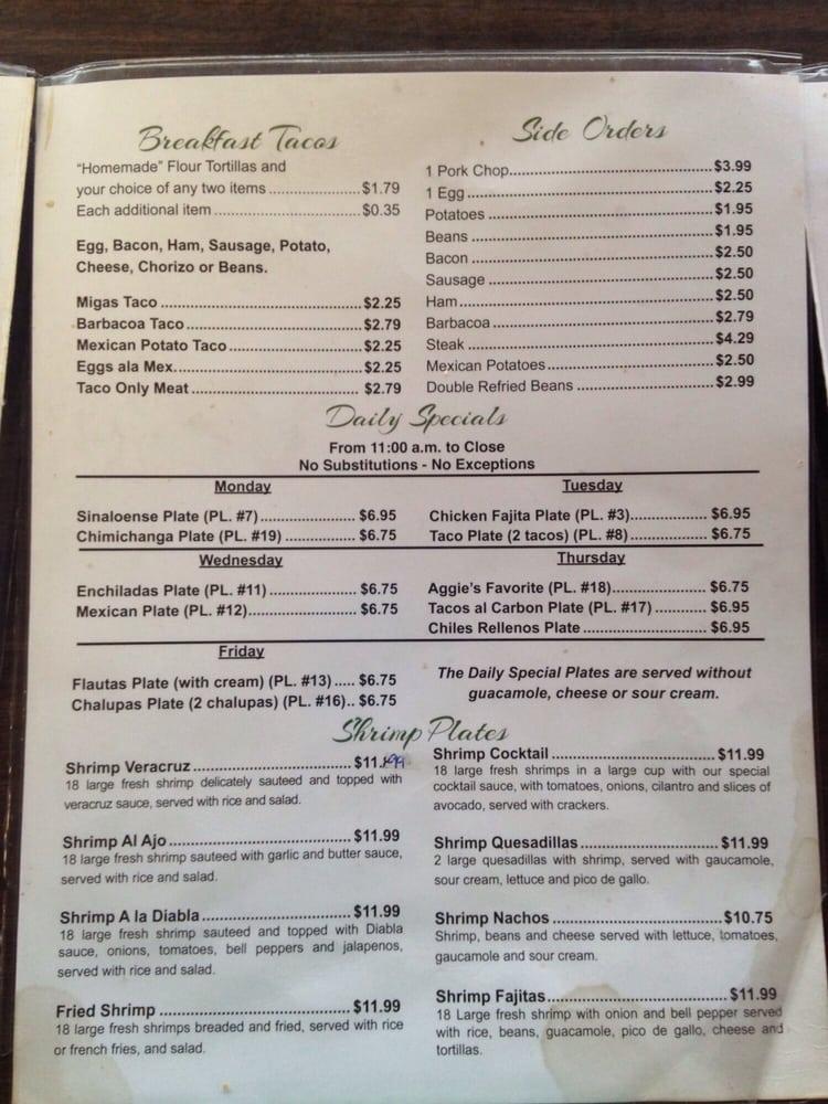 Menu at Coco Loco restaurant, College Station, Welsh Ave