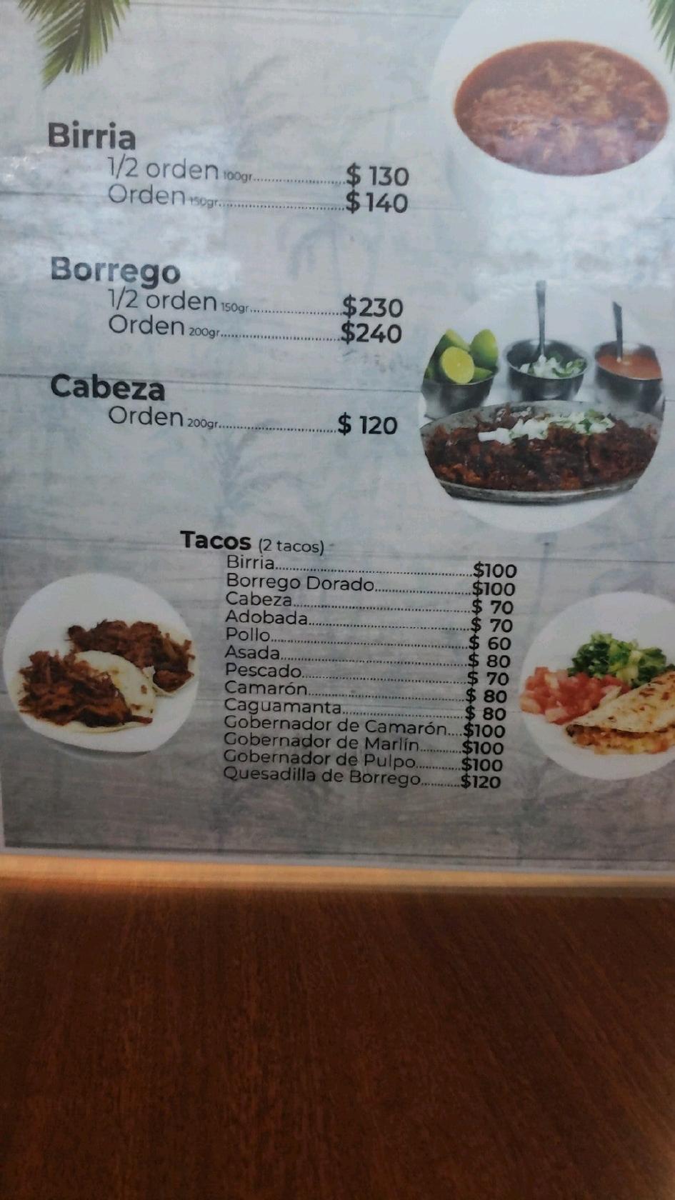 Menu at Restaurante los Gueros, Hermosillo