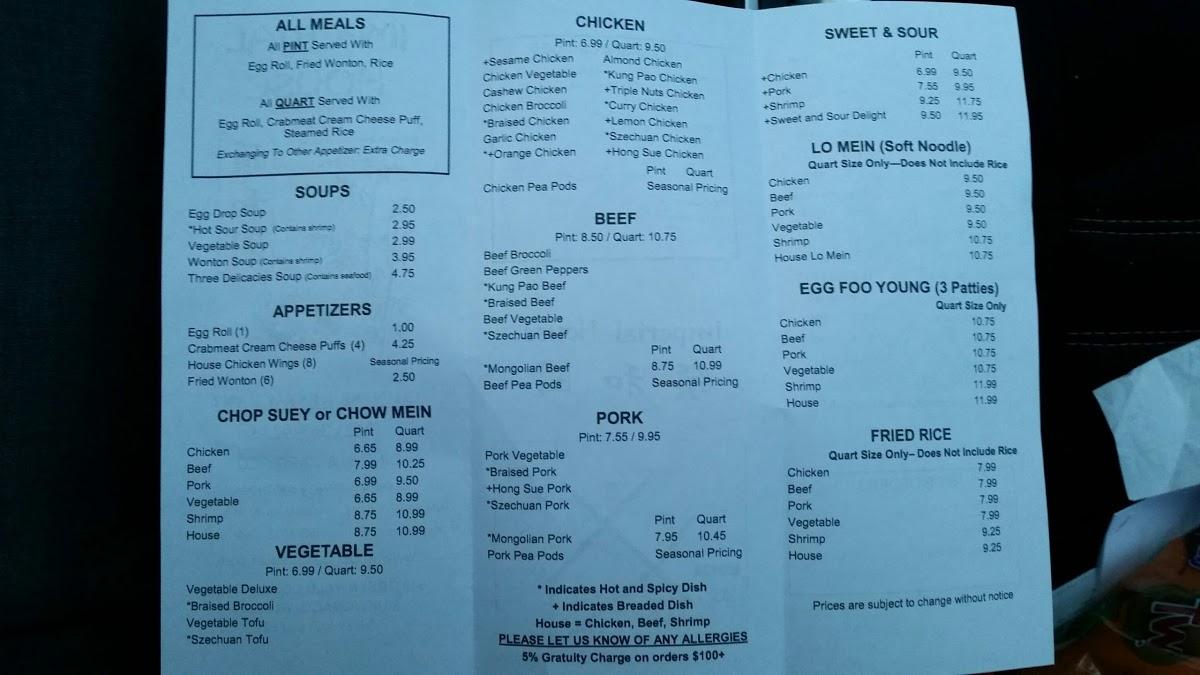 Menu at Imperial House Restaurant, Mukwonago