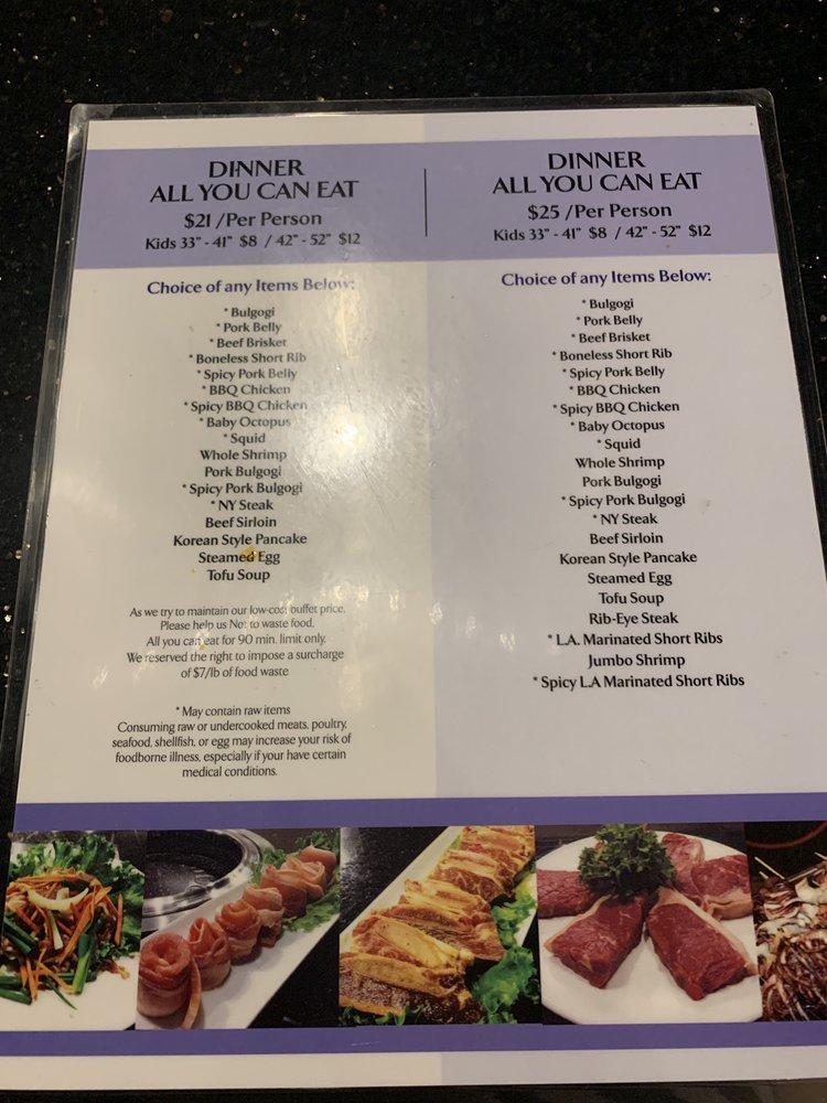 Menu at Maple Korean BBQ & Hot Pot, Oklahoma City