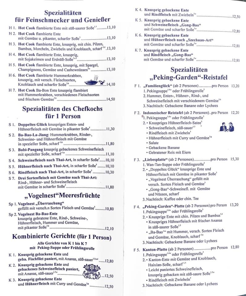 Peking Garden Dortmund Menu