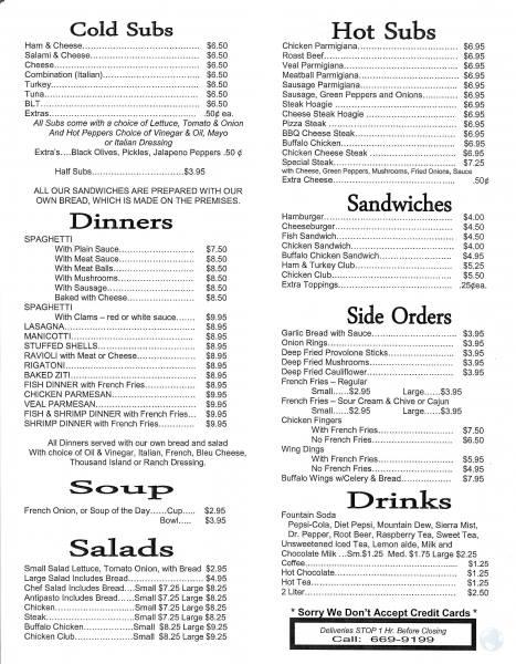 Menu at Paesano's Italian Family Restaurant, Alexandria