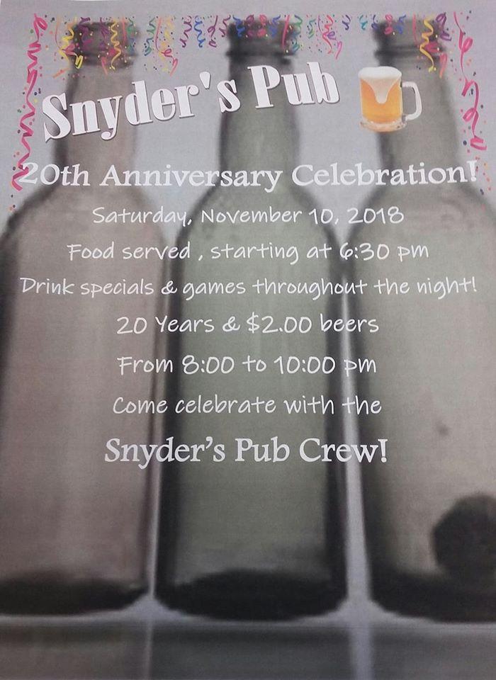 Menu at Snyder's Pub, Rosalie
