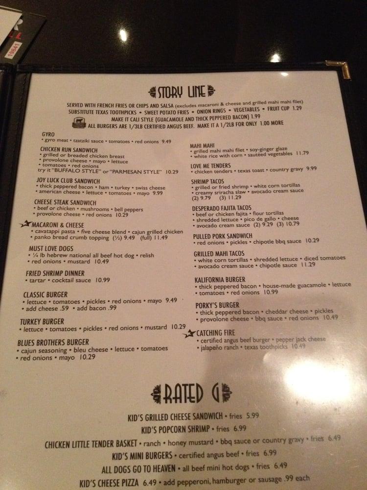 Menu at Star Cinema Grill pub & bar, Missouri City