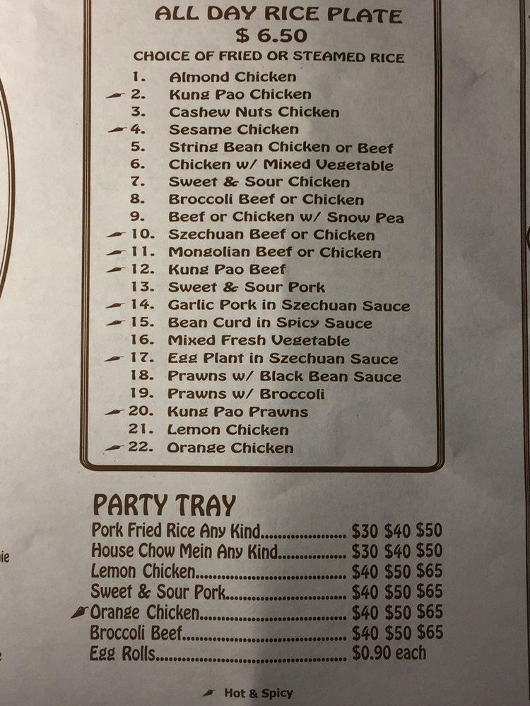 Menu at Fortune Cookie Chinese Food restaurant, Fremont