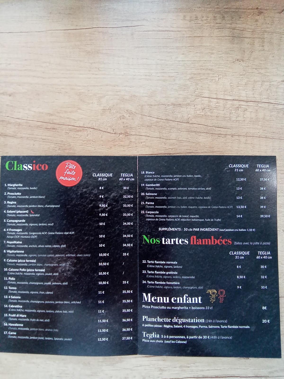 Menu au La Vera pizza Soultz sous forêts restaurant Soultz sous Forêts