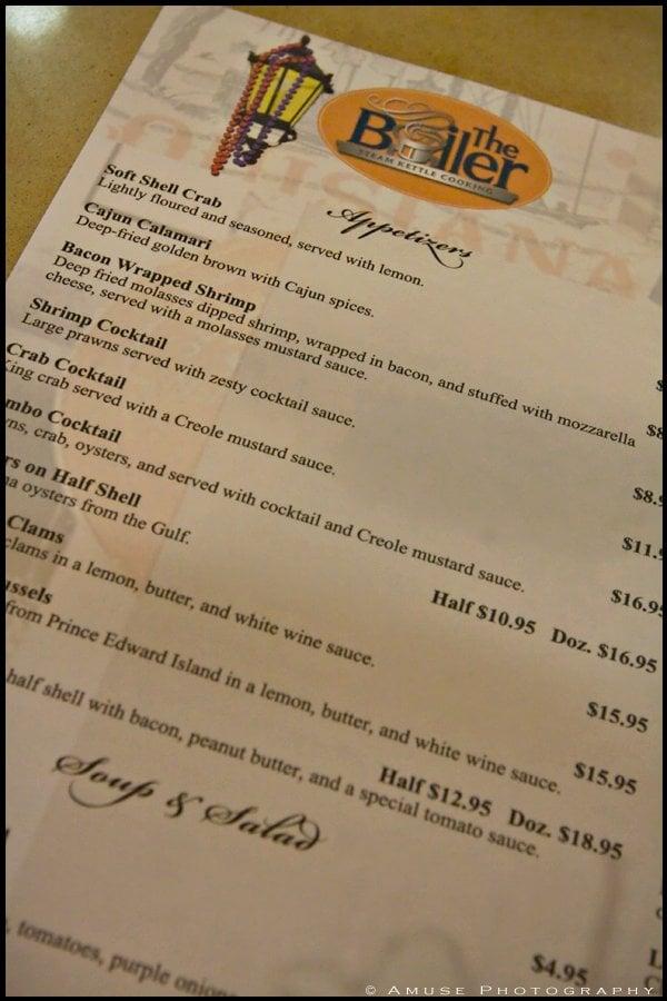 Menu at The Boiler Steam Kettle Cooking restaurant, Chino Hills