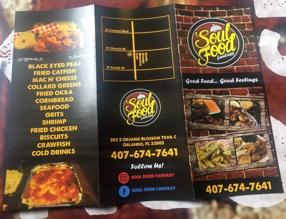 Menu at Soul Food Fantasy restaurant, Eatonville, 521 E Kennedy Blvd