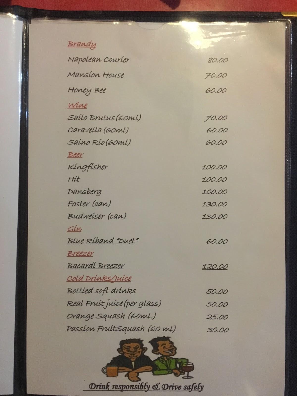 Tathagata Kitchen menu