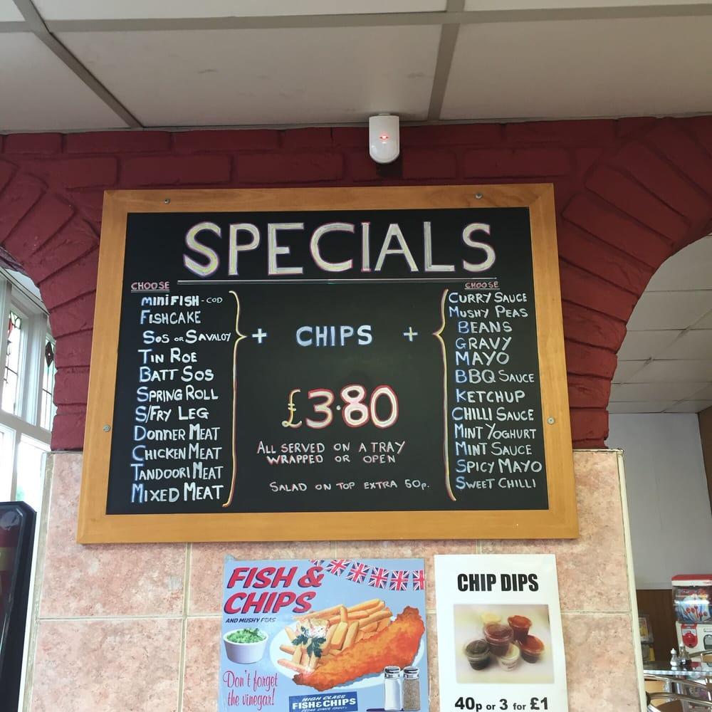 Menu at The Dugout Fish Bar, Tamworth