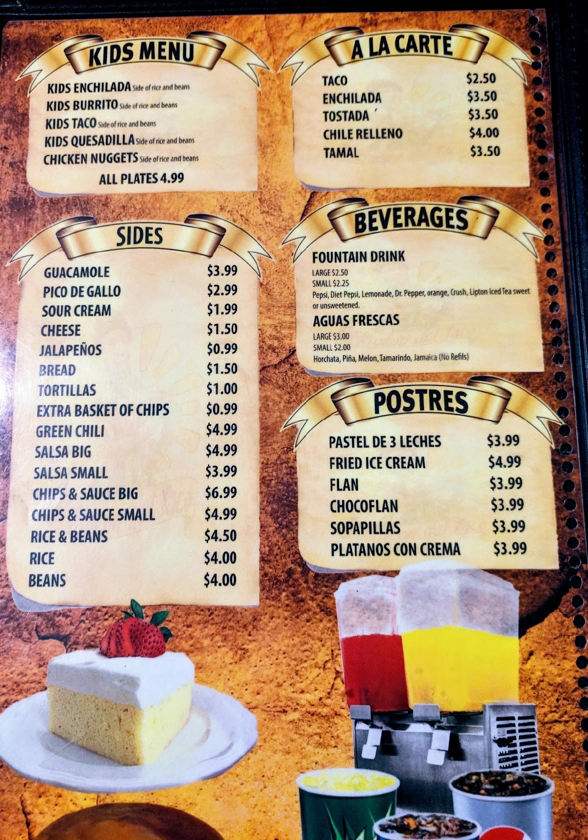 Menu at El Rey Del Taco 2 restaurant, Colorado Springs, Maizeland Rd