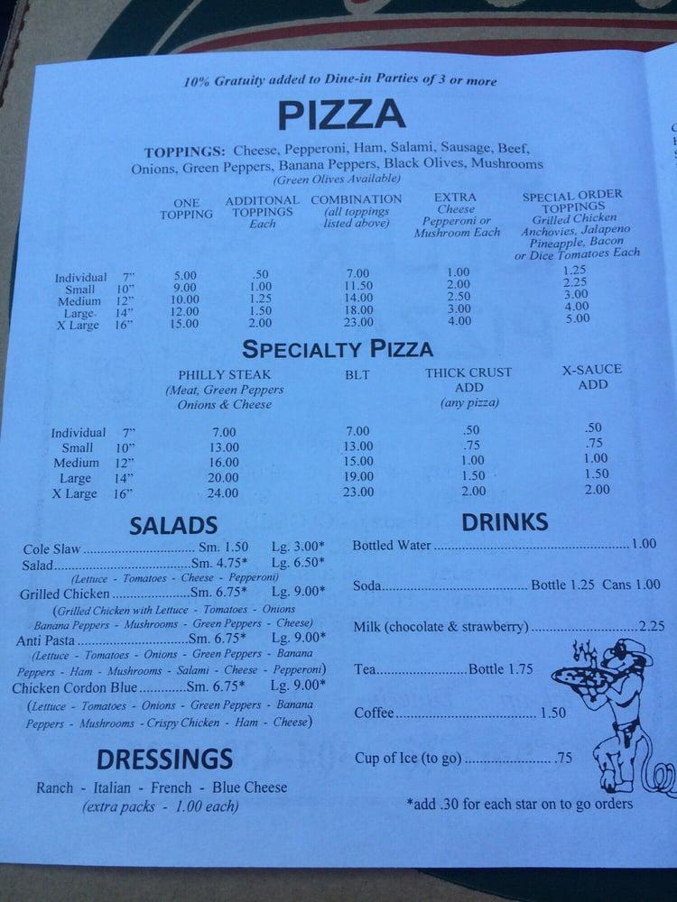 Menu at Possum Holler Pizza pizzeria, Rupert, 371 Nicholas St