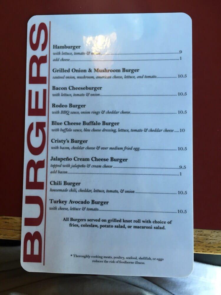 Menu at Cristy's Restaurant, Westbrook