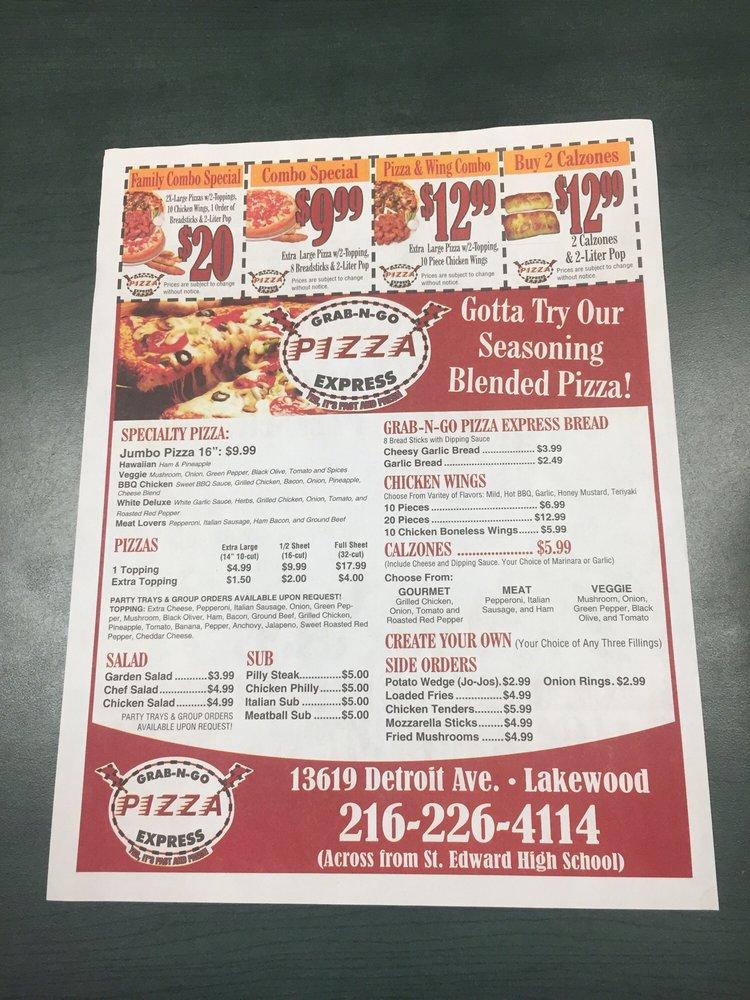 Menu at GrabnGo Pizza pizzeria, Lakewood