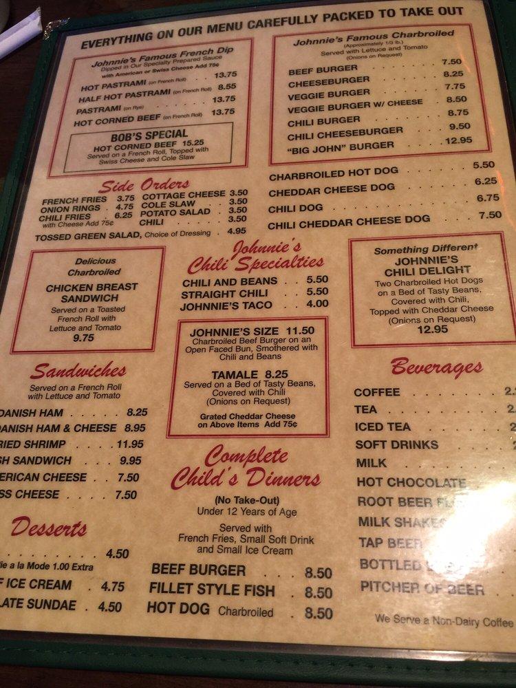 Menu at Johnnie's Pastrami restaurant, Culver City