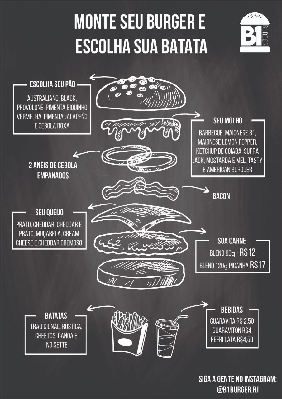 B1 Burger cardápio