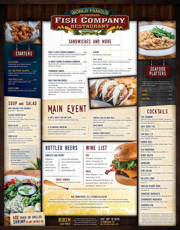 Menu at Islamorada Fish Company restaurant, Ashland