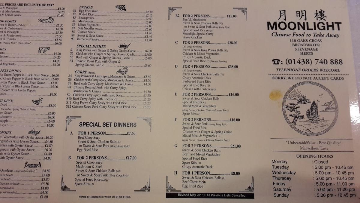 Carta de comida rápida Moonlight, Stevenage