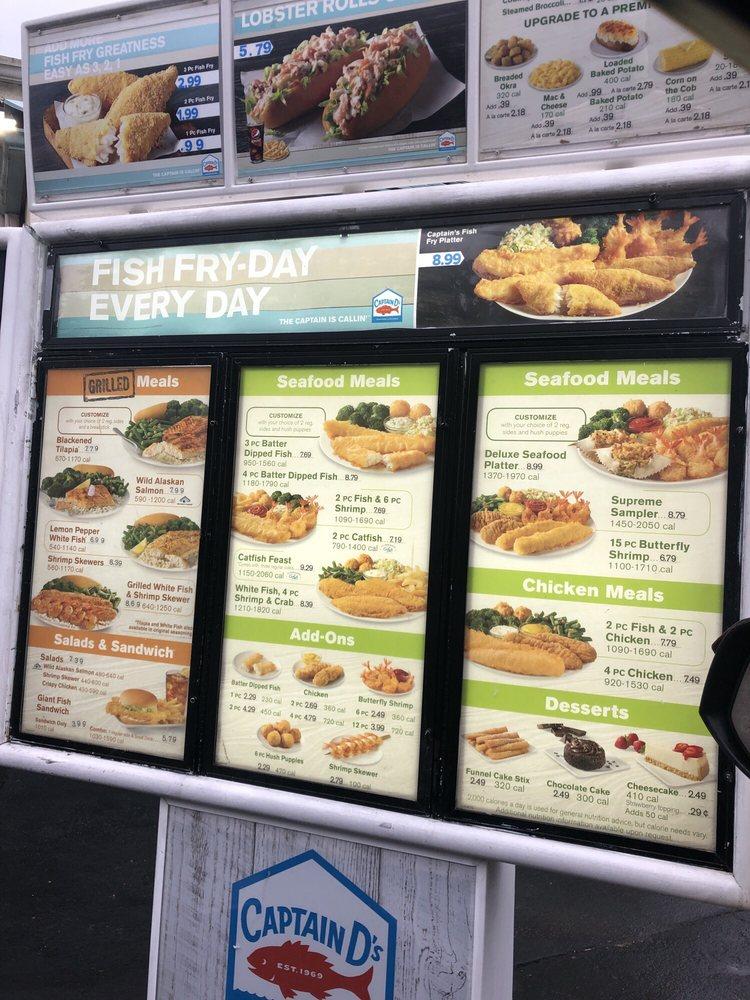 Menu at Captain D's fast food, Charleston, Savannah Hwy