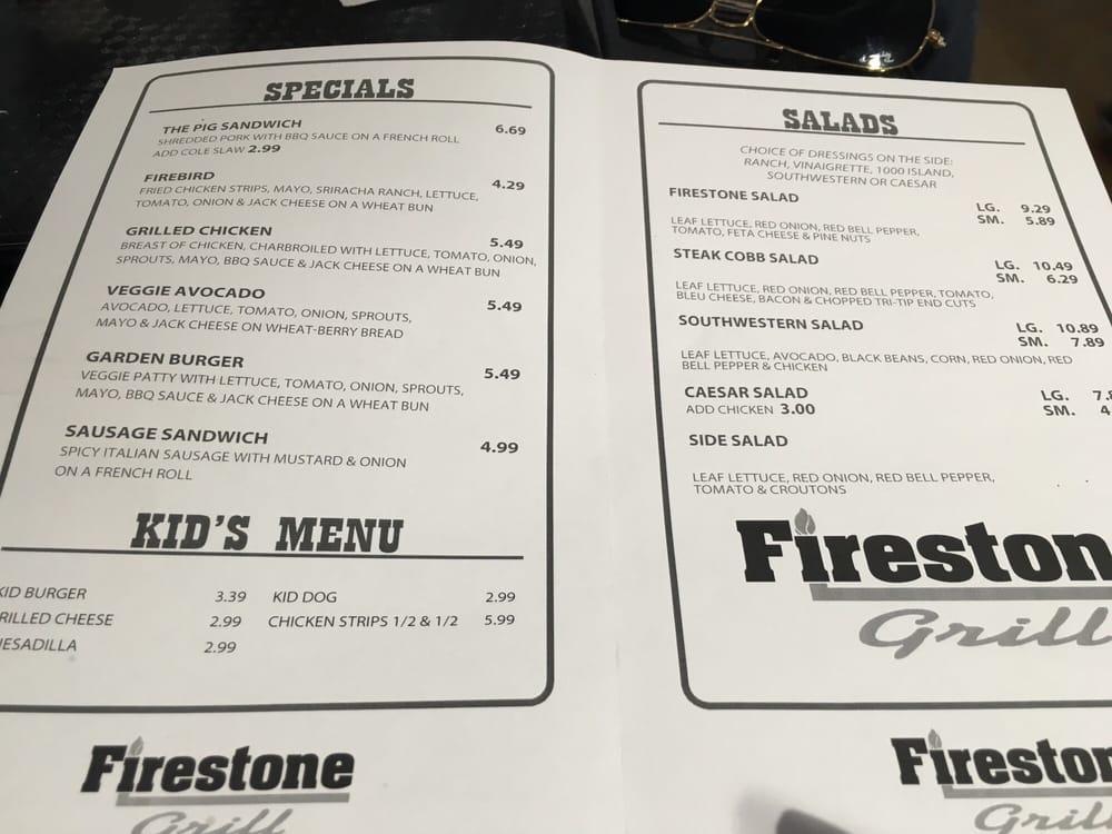 Menu at Firestone Grill pub & bar, Bakersfield, California Ave