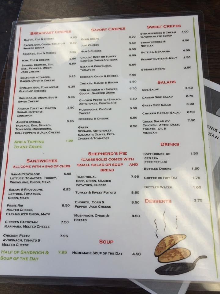 Menu at Creperie & European Cafe, Midwest City
