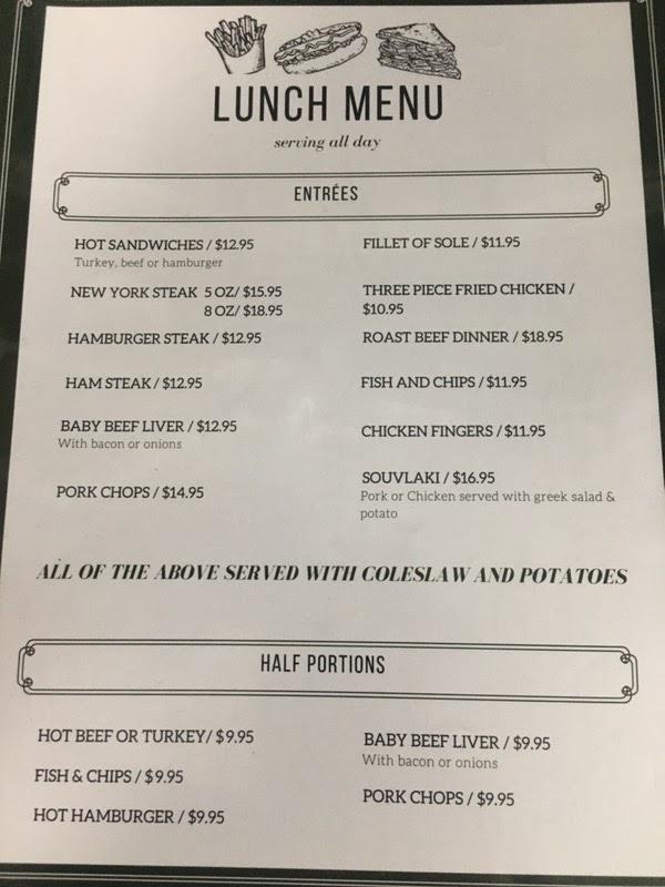 Menu at restaurant, Orillia