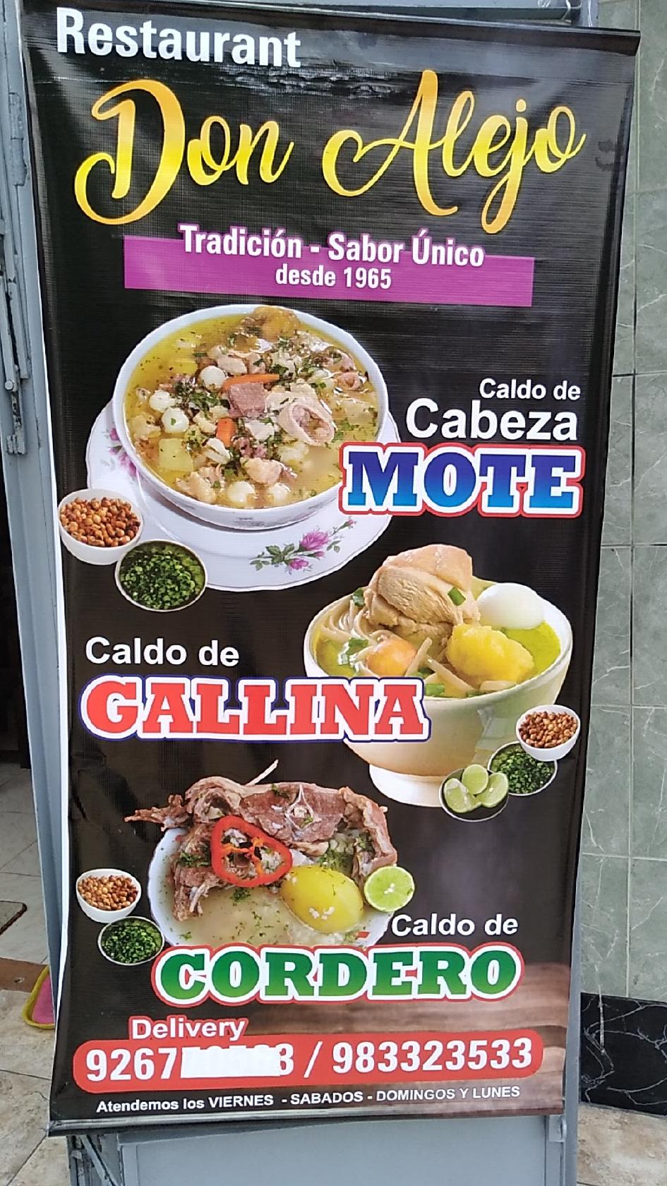 Menu at Restaurant Don Alejo, Ate