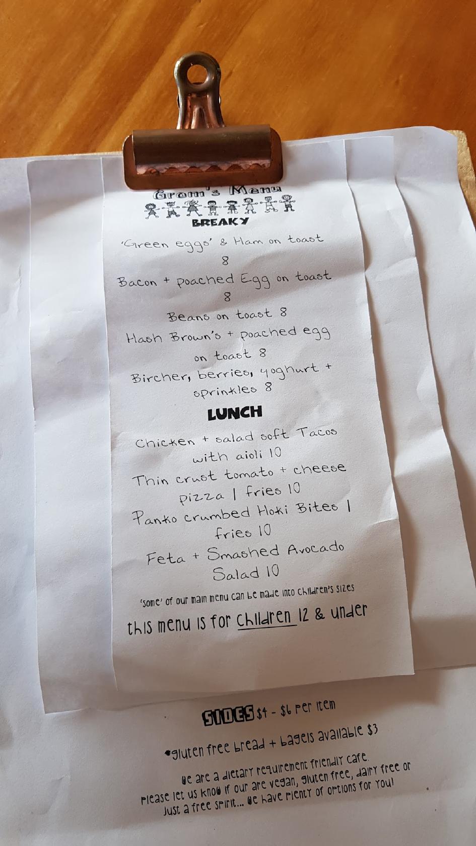 Menu at Six Forty Six cafe, Whangamata