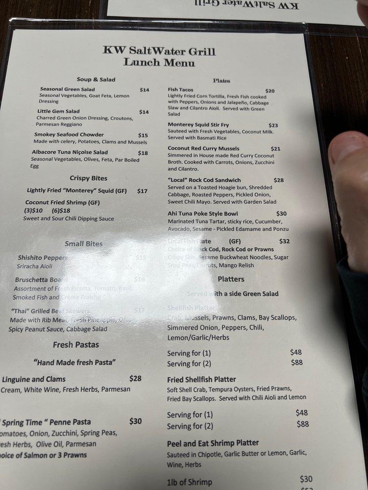 Menu at KW Saltwater Grill pub & bar, Fort Bragg
