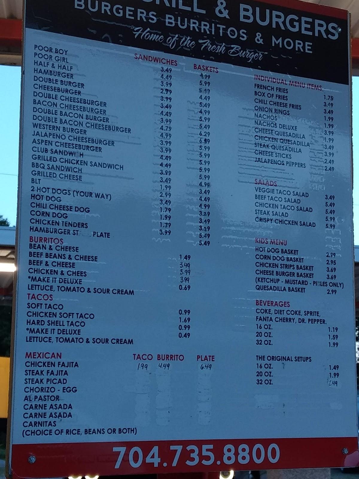 Menu at Aspen Grill BBQ, Lincolnton