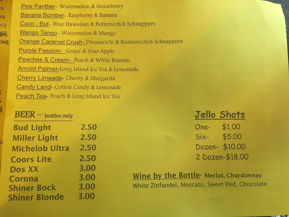 Menu at Daiquiri & Sno Cone Shack restaurant, Trinity