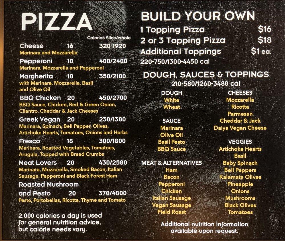 Menu at The Lumberyard Taproom pizzeria, University Place
