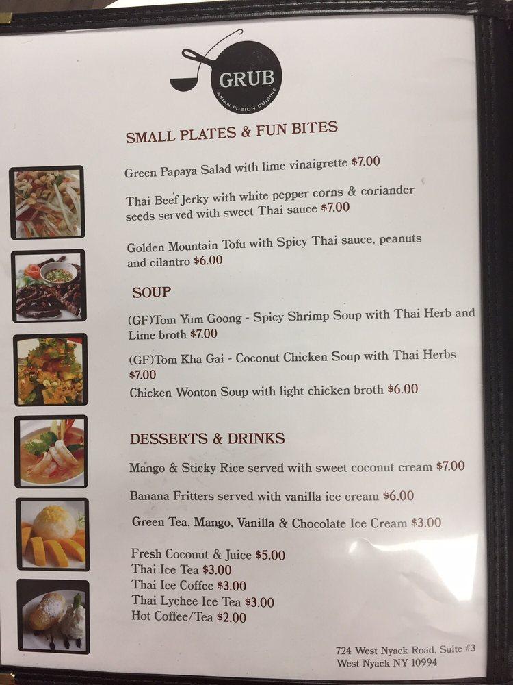 Menu at Grub Asian Fusion Cuisine restaurant, West Nyack