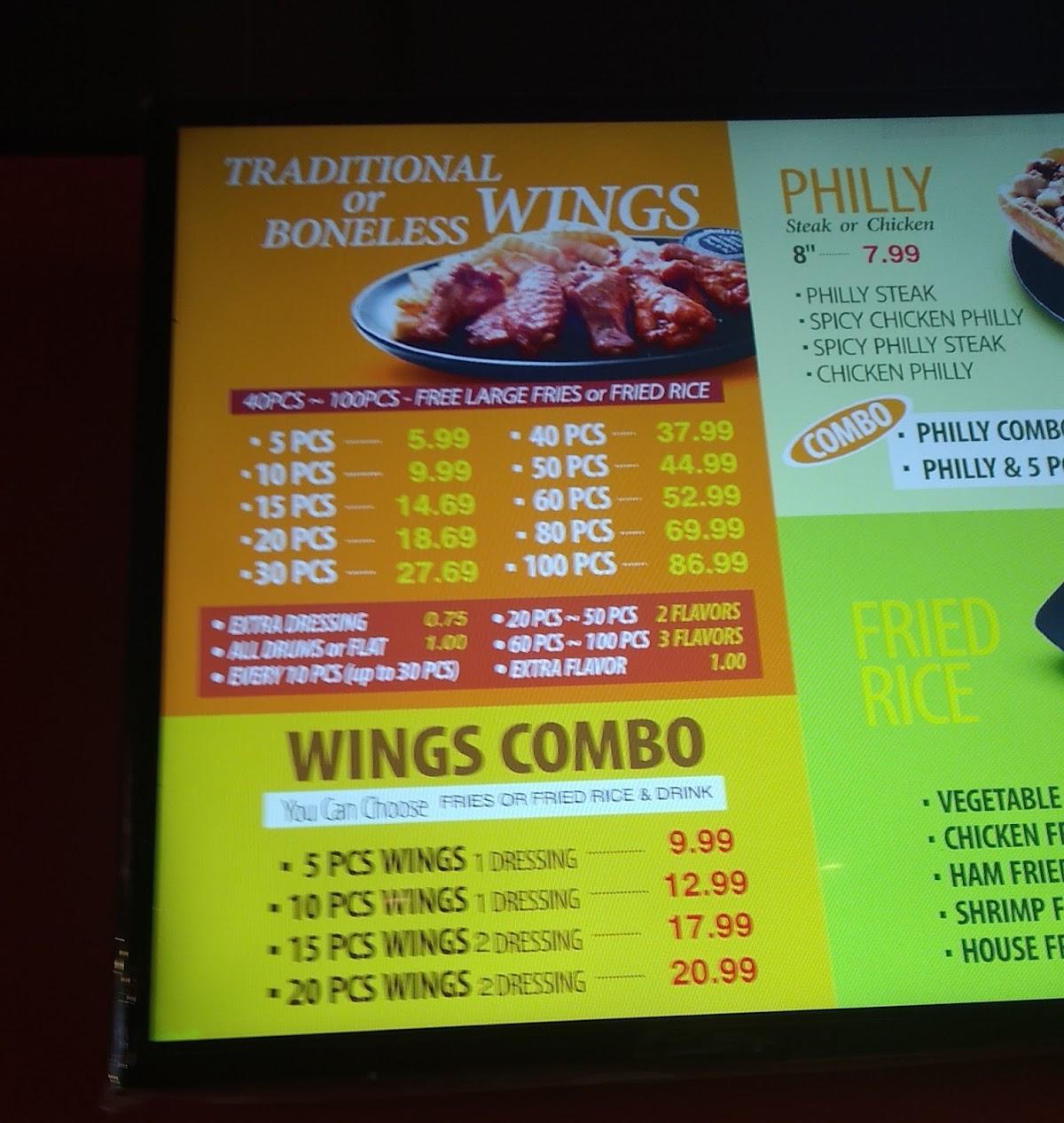 Menu at Super Wings & Philly restaurant, Jacksonville