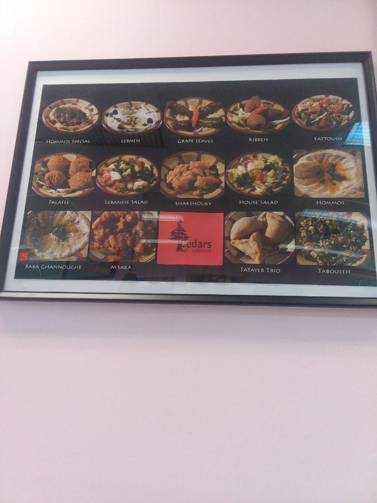 Menu at Cedars of Lebanon restaurant, Greenbelt