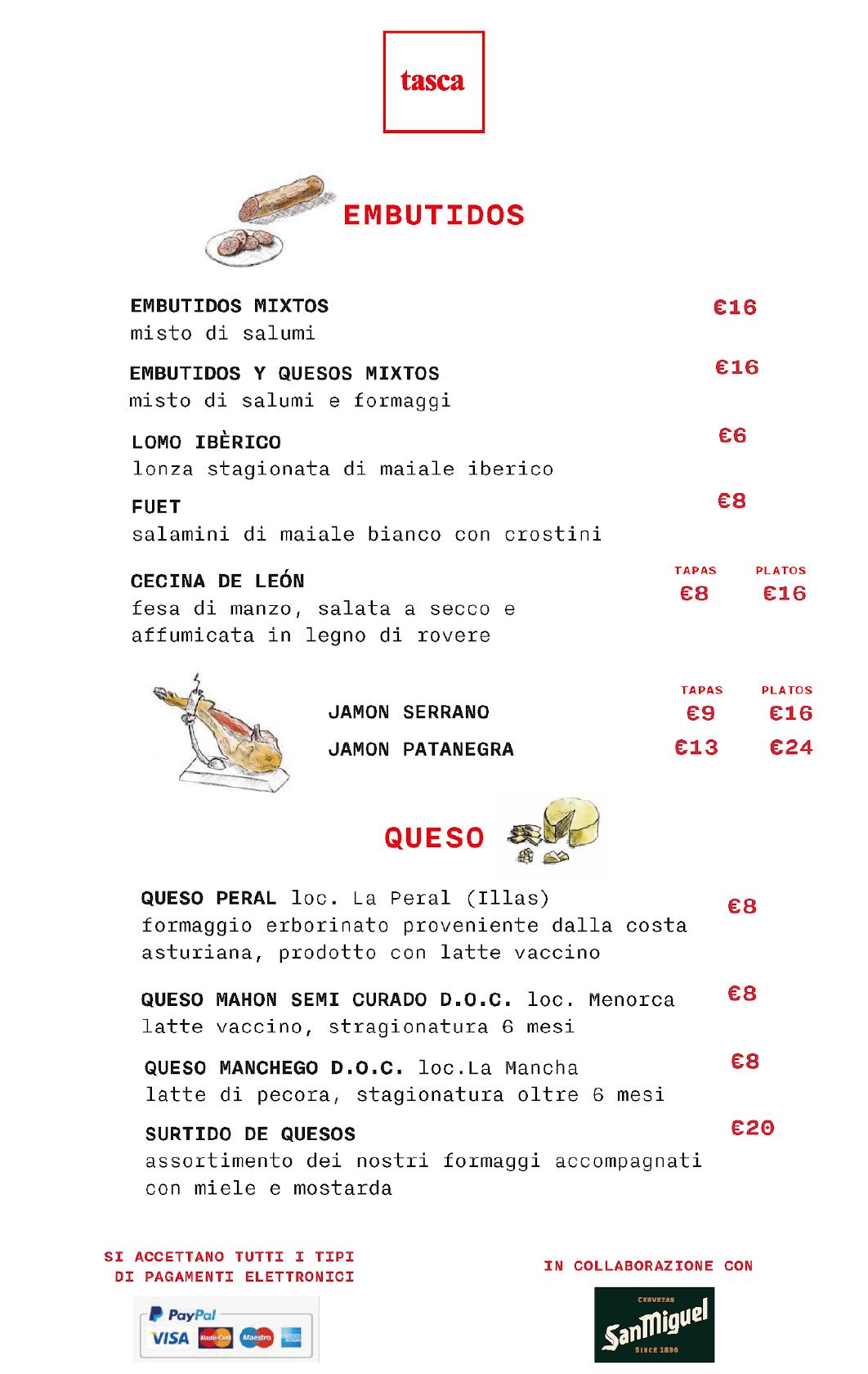 Menu di Il Tasca Milano 