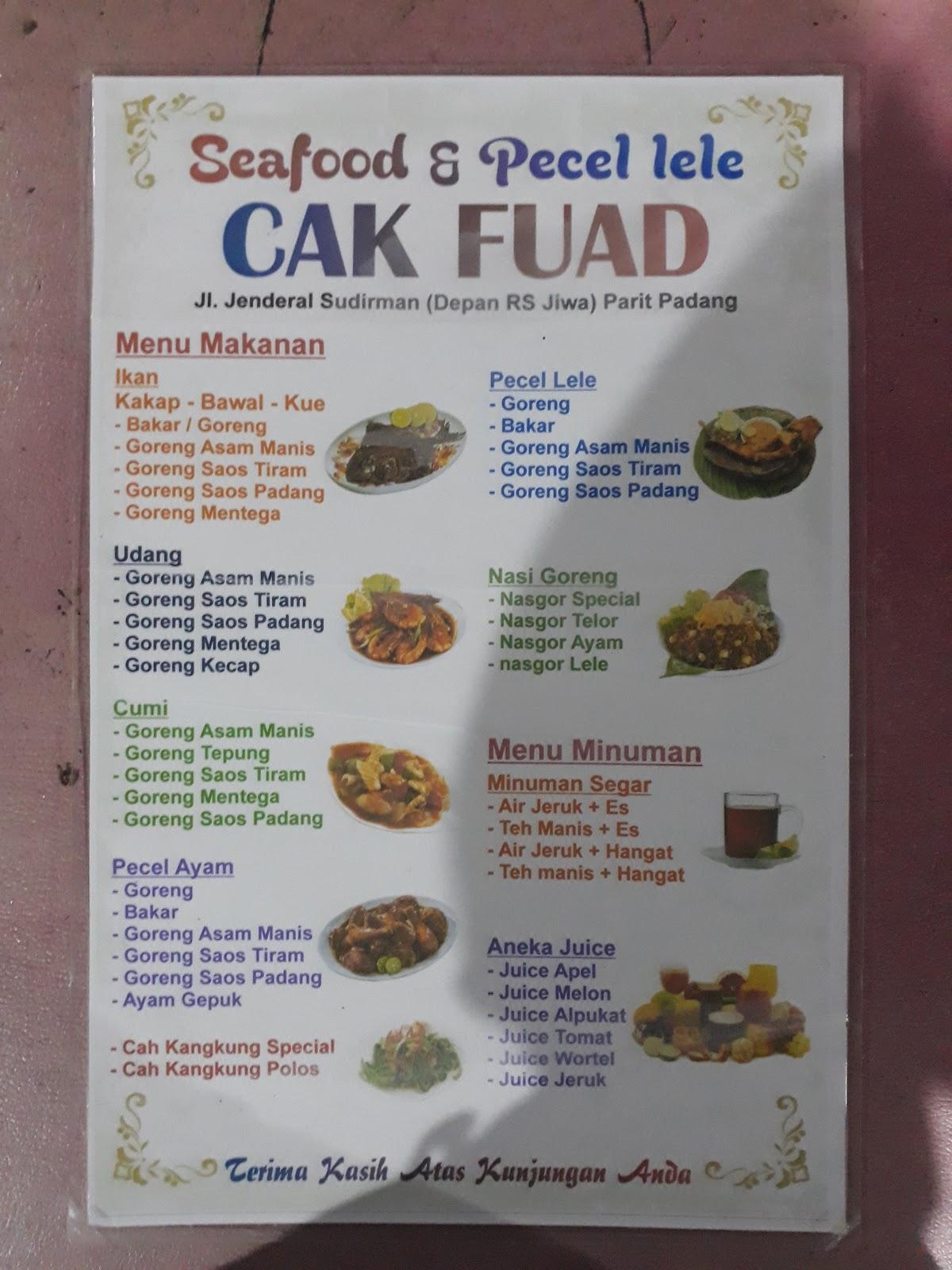 Menu At Pecel Lele Cak Fuad Restaurant Sungai Liat