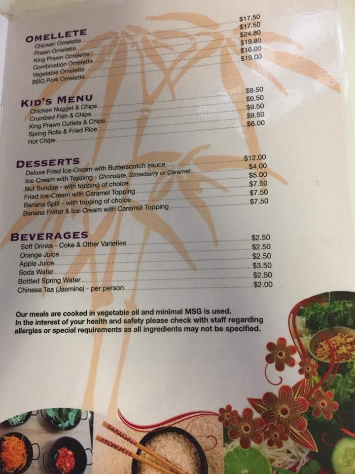 Menu at Ulladulla Palace restaurant, Ulladulla