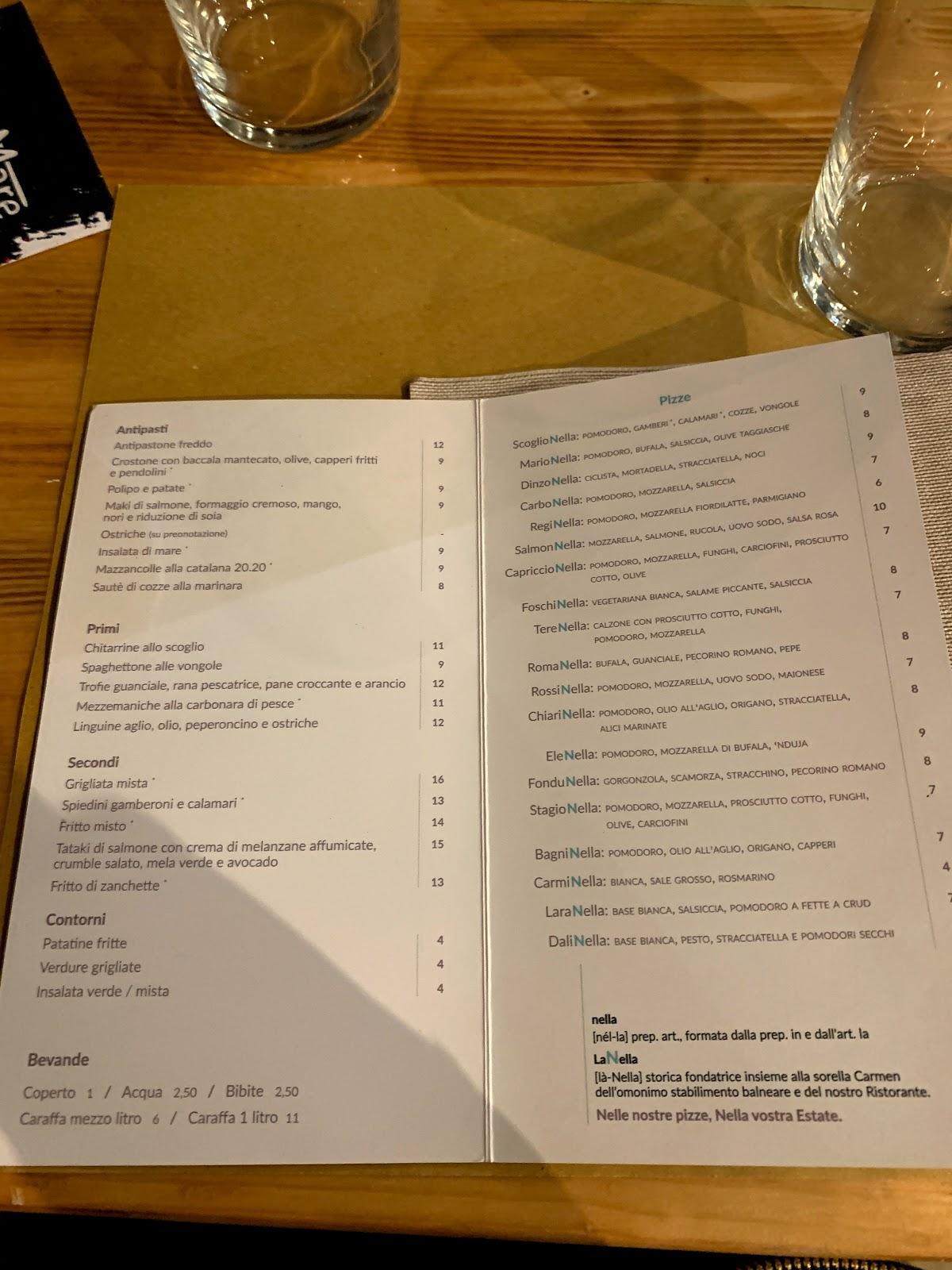 Menu di Ristorante Sottomare 