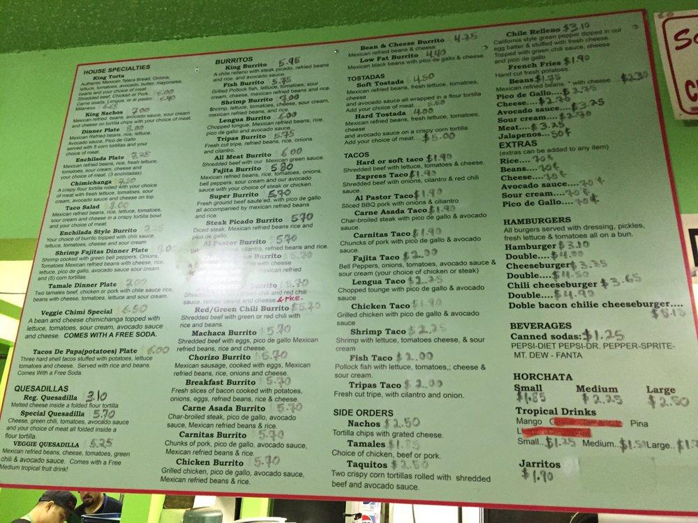 Menu at King Torta restaurant, North Plains