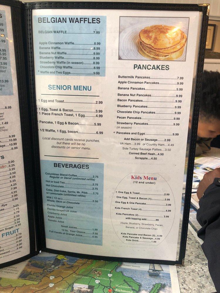Menu at Southern Pancake & Waffle House restaurant, Williamsburg