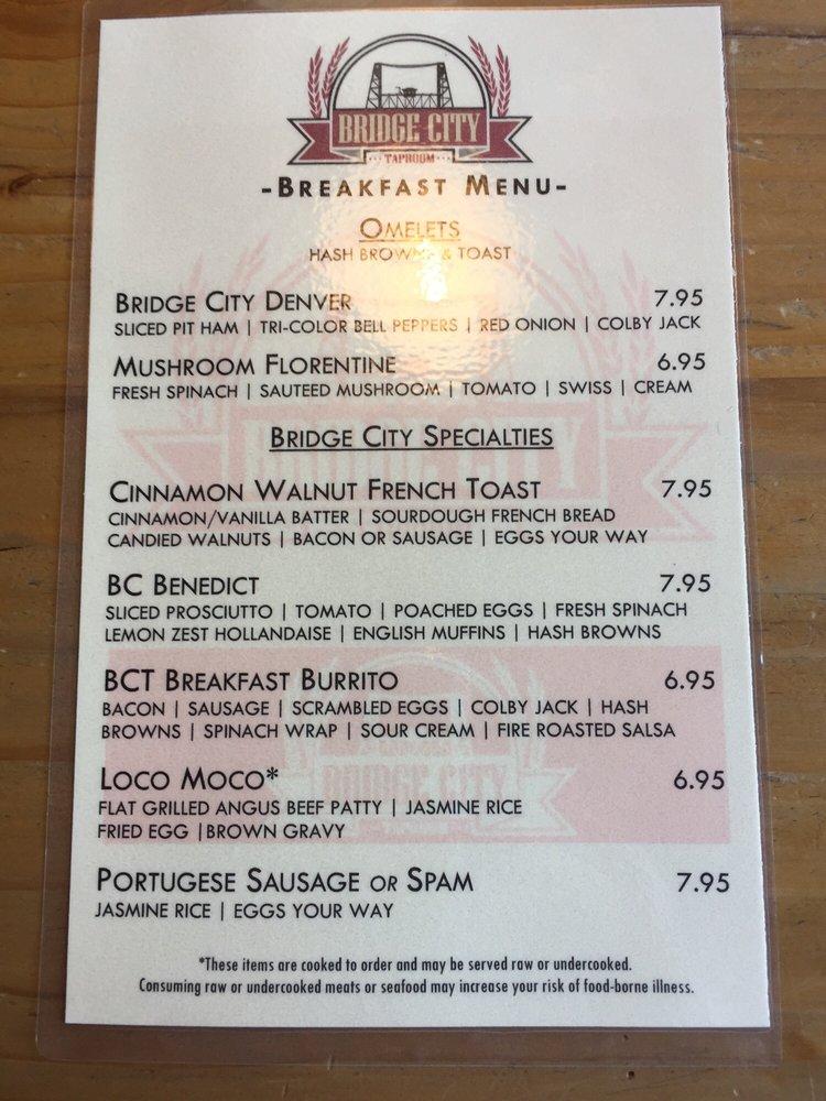 Menu at bridge city taproom pub & bar, Portland, 620 SE 122nd Ave