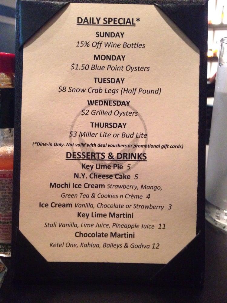 Menu at Chicago Oyster House pub & bar, Chicago